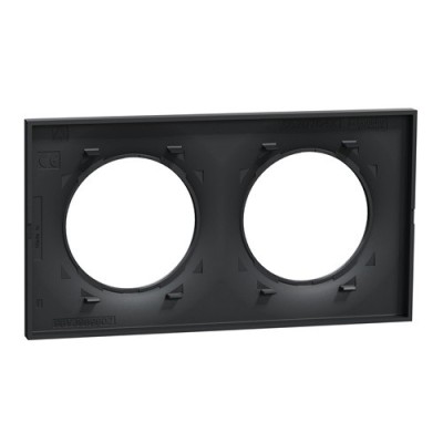 Schneider - Odace Styl - plaque anthracite - 2 postes horiz./vert. entraxe 71mm - Réf : S540704