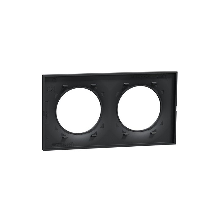 Schneider - Odace Styl - plaque anthracite - 2 postes horiz./vert. entraxe 71mm - Réf : S540704