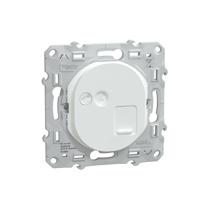 Schneider - Ovalis - prise RJ45 - cat.6 STP - réseaux VDI - grade 3 - Blanc - Réf : S320476
