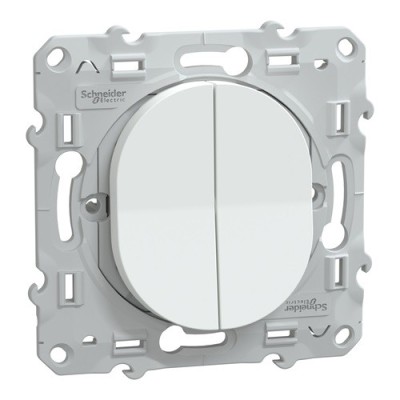 Schneider - Ovalis - double va et vient - 10AX - Blanc - Réf : S320214