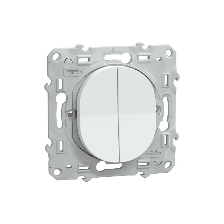 Schneider - Ovalis - double va et vient - 10AX - Blanc - Réf : S320214