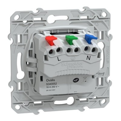 Schneider - Ovalis - prise de courant 2P+T 16A affleurante - bornes auto - Anthracite - Réf : S340052
