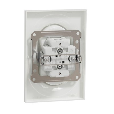 Schneider Odace - Prise de courant 2P+T double - Blanc - à griffes spécial renovation - 1 poste - Réf : S521089