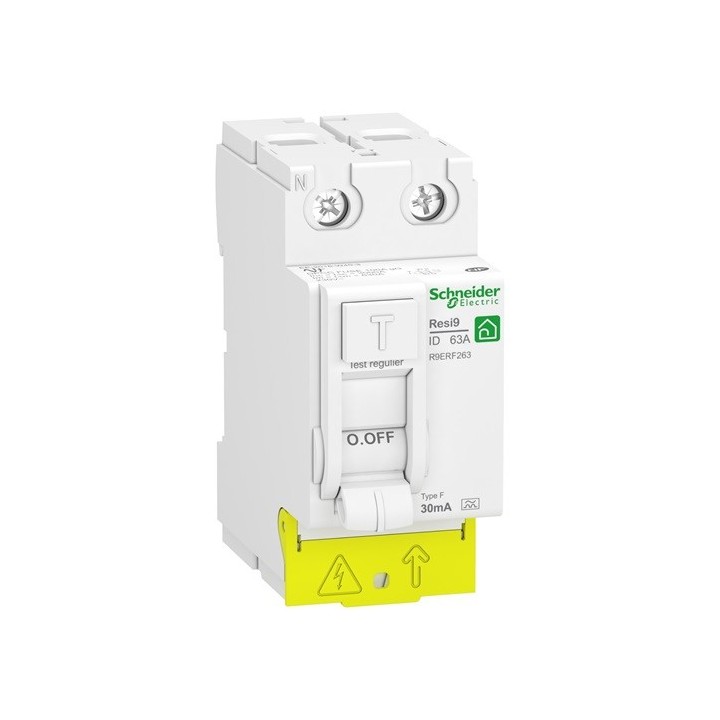 Schneider - RESI9 XP - interrupteur différentiel - 2P - -63A - 30mA - Type Fsi - peignable - Réf : R9PRF263