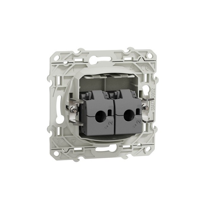 Schneider Odace - Double Prise RJ45 - Blanc - Grade 3 - Multimédia + - Réf : S520486