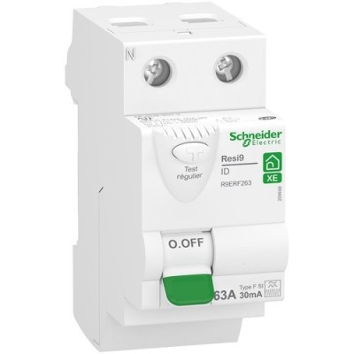 Schneider - Resi9 XE - inter différentiel - 2P - 63A - 30mA - Type FSI - embrochable - Réf : R9ERF263
