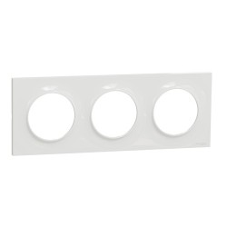 Schneider - Odace Styl - plaque - blanc - 3 postes horizontaux ou verticaux entraxe 71mm - Réf : S520706
