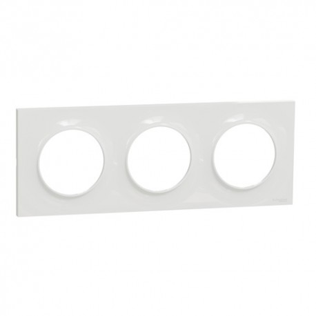 Schneider - Odace Styl - plaque - blanc - 3 postes horizontaux ou verticaux entraxe 71mm - Réf : S520706