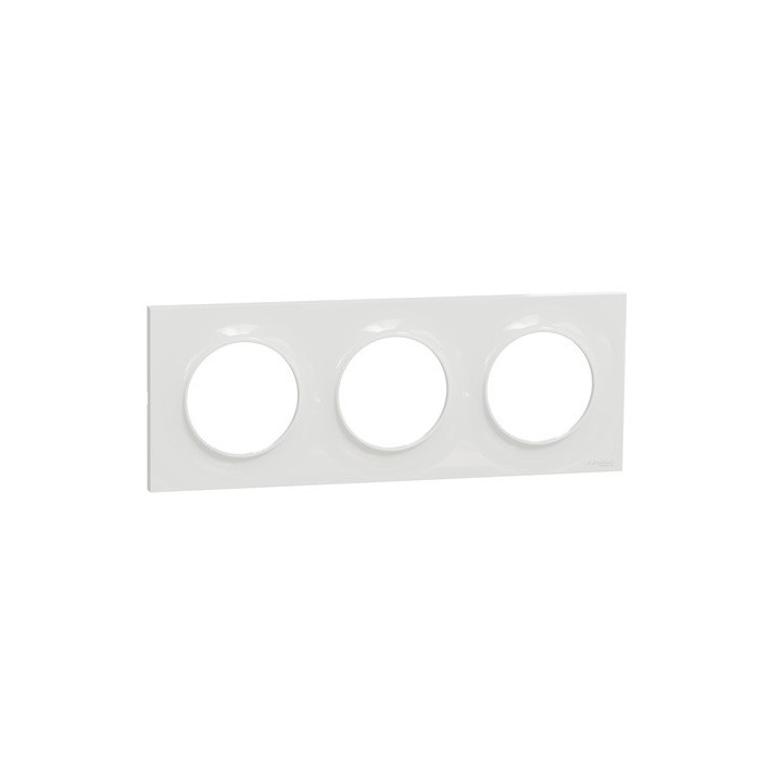 Schneider - Odace Styl - plaque - blanc - 3 postes horizontaux ou verticaux entraxe 71mm - Réf : S520706