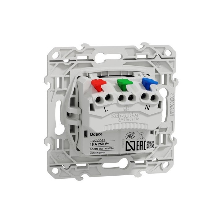 Schneider Odace - Prise de courant 2P+T Affleurante - Anthracite - connexion rapide - Réf : S540052