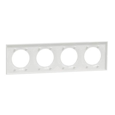 Schneider - Odace Styl - plaque - blanc - 4 postes horizontaux ou verticaux entraxe 71mm - Réf : S520708