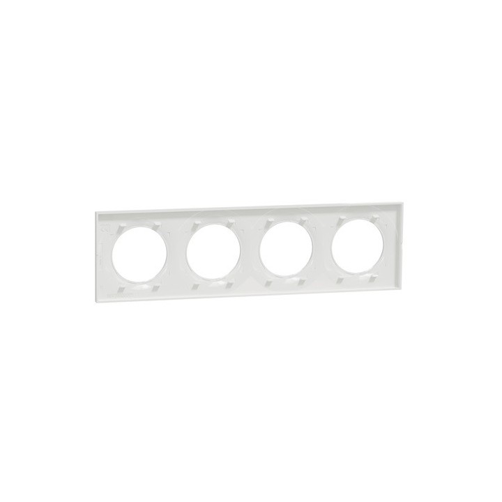 Schneider - Odace Styl - plaque - blanc - 4 postes horizontaux ou verticaux entraxe 71mm - Réf : S520708