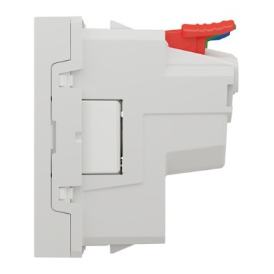 Schneider - Unica - Prise 2P+T - FR - 90° - raccord rapide traversant - Blanc - méca seul - Réf : NU305918