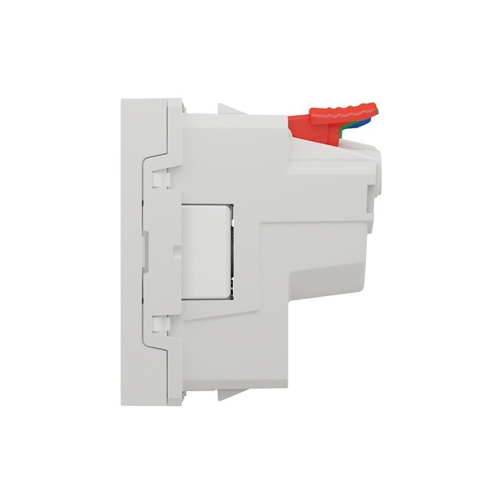 Schneider - Unica - Prise 2P+T - FR - 90° - raccord rapide traversant - Blanc - méca seul - Réf : NU305918