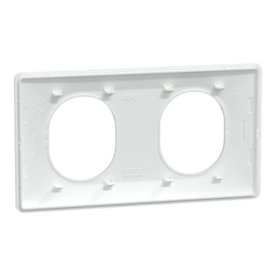 Schneider - Ovalis - Plaque de finition - 2 postes Horizontal - entraxe 71 mm - Blanc - Réf : S320704
