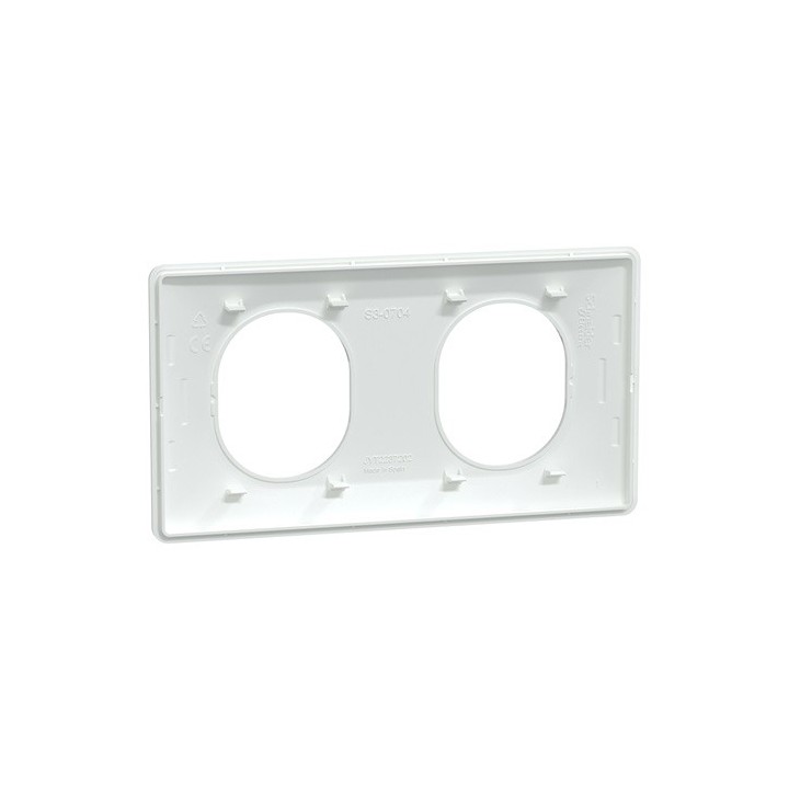 Schneider - Ovalis - Plaque de finition - 2 postes Horizontal - entraxe 71 mm - Blanc - Réf : S320704