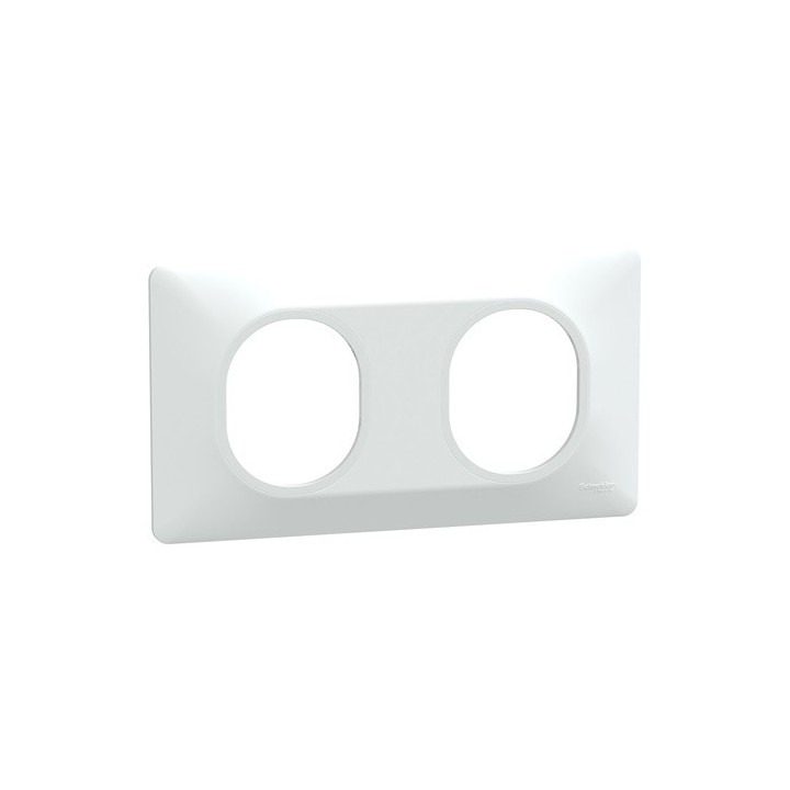 Schneider - Ovalis - Plaque de finition - 2 postes Horizontal - entraxe 71 mm - Blanc - Réf : S320704