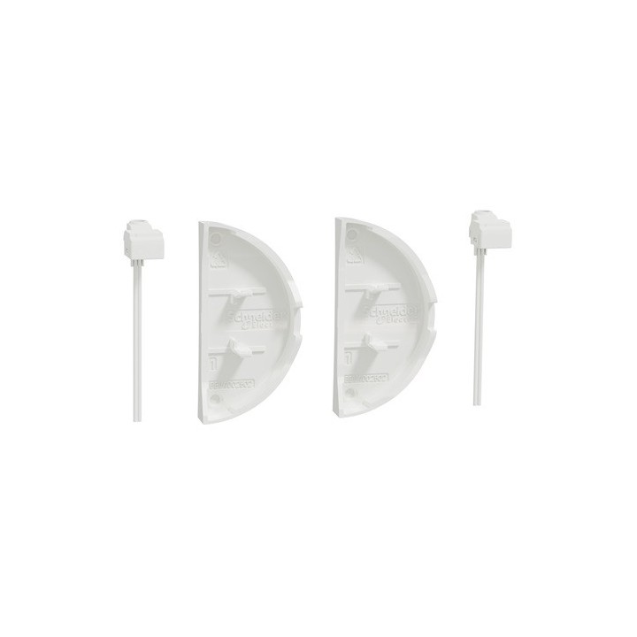 Schneider Odace - 2 demi enjoliveur Blanc livré avec 2 LED bleu 0,15 mA connexion par câble - Réf : S520298