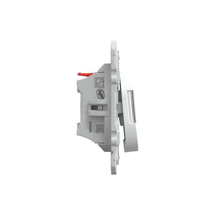 Schneider - Ovalis - poussoir à fermeture avec porte-étiquette - 10AX - Blanc - Réf : S320266