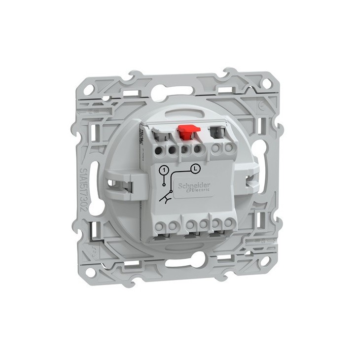 Schneider - Ovalis - poussoir à fermeture avec porte-étiquette - 10AX - Blanc - Réf : S320266