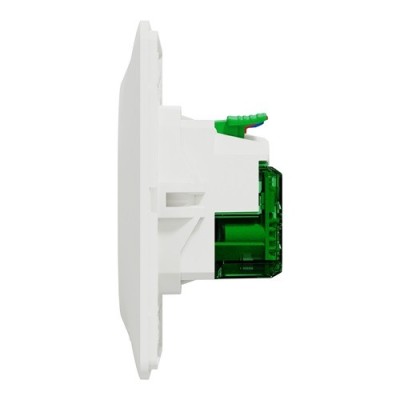 Schneider Ovalis - Combi 2P+T 16A affleurante+chargeur USB-C 10,5W - Connexion auto - Blanc - Réf : S320089