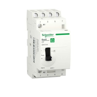 Schneider - Resi9 - contacteur heures creuses - 4NO - 25A - commande manuelle - Réf : R9PCTH4