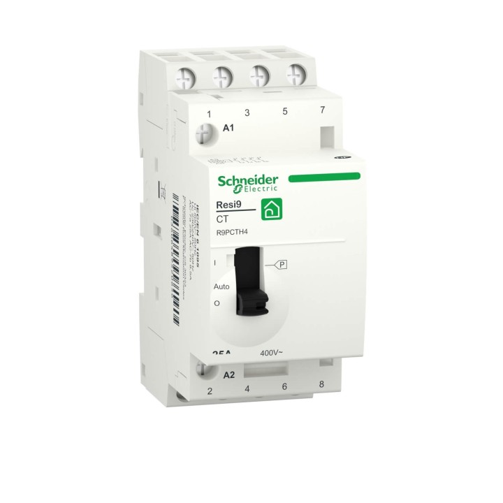 Schneider - Resi9 - contacteur heures creuses - 4NO - 25A - commande manuelle - Réf : R9PCTH4