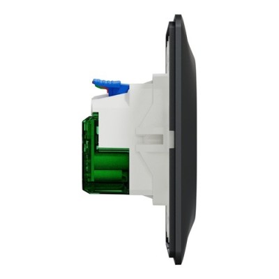 Schneider - Ovalis - Combi 2P+T 16A affleurante+chargeur USB-C 10,5W - Connexion auto - Anth - Réf : S340089