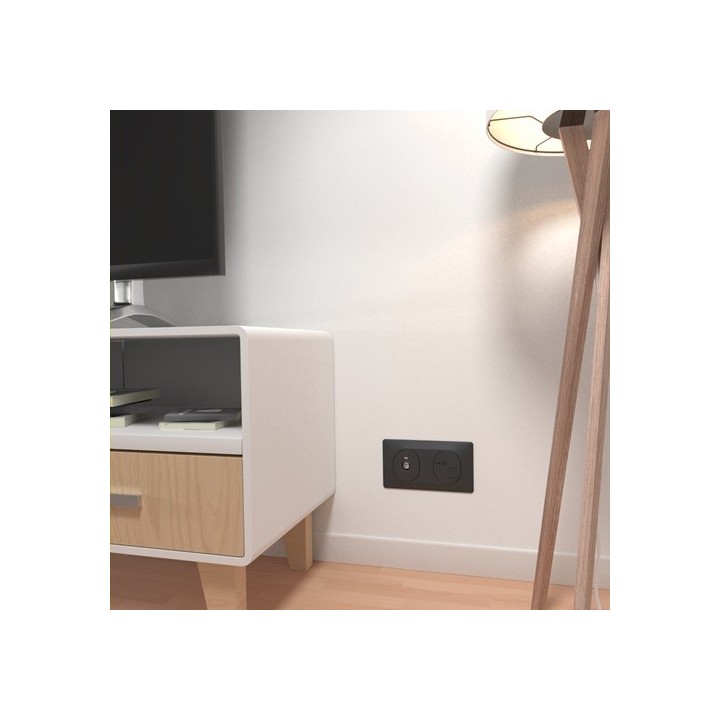 Schneider - Ovalis - prise TV simple - Anthracite - Réf : S340405