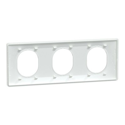 Schneider - Ovalis - Plaque de finition - 3 postes Horizontal - entraxe 71 mm - Blanc - Réf : S320706