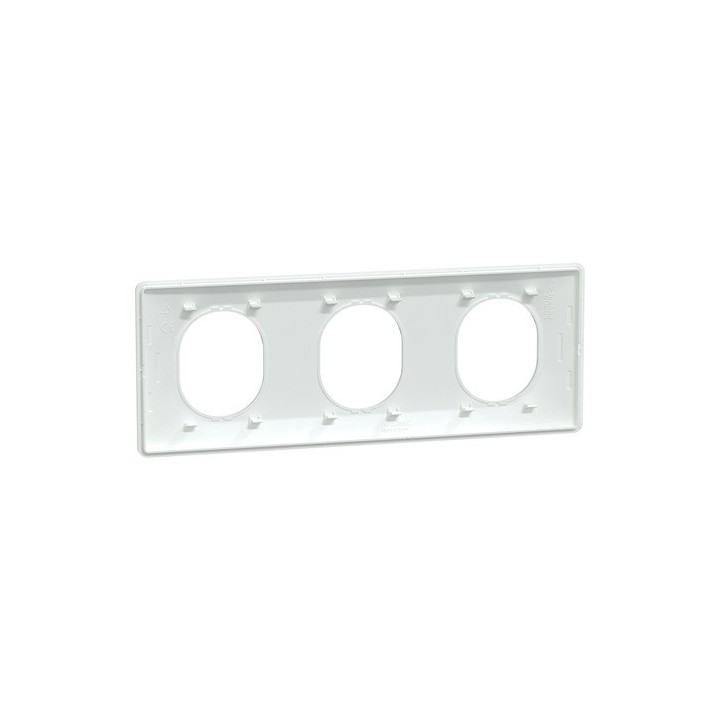 Schneider - Ovalis - Plaque de finition - 3 postes Horizontal - entraxe 71 mm - Blanc - Réf : S320706