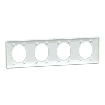 Schneider - Ovalis - Plaque de finition - 4 postes Horizontal - entraxe 71 mm - Blanc - Réf : S320708