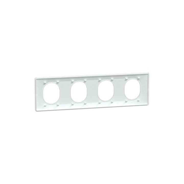 Schneider - Ovalis - Plaque de finition - 4 postes Horizontal - entraxe 71 mm - Blanc - Réf : S320708