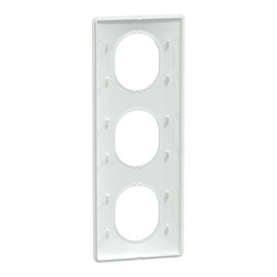Schneider - Ovalis - Plaque de finition - 3 postes Vertical - entraxe 71 mm - Blanc - Réf : S320726