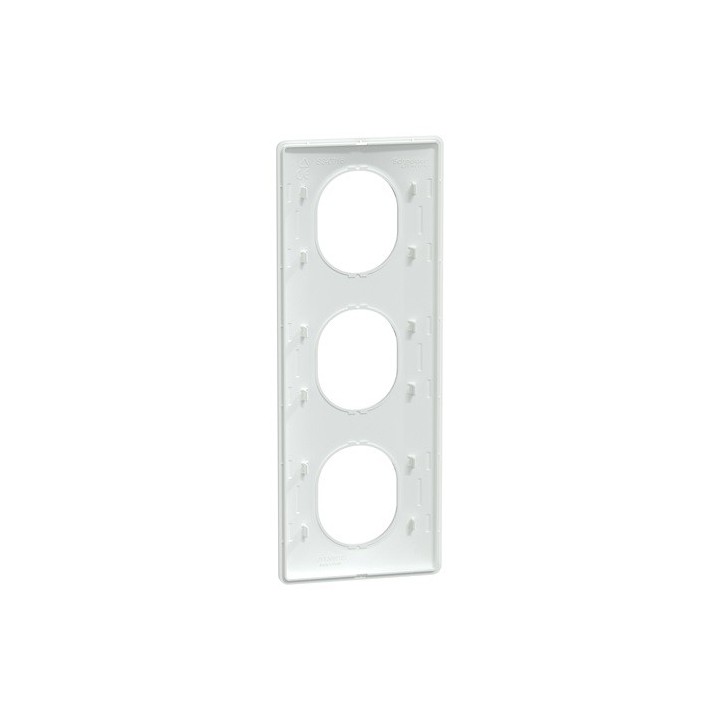 Schneider - Ovalis - Plaque de finition - 3 postes Vertical - entraxe 71 mm - Blanc - Réf : S320726