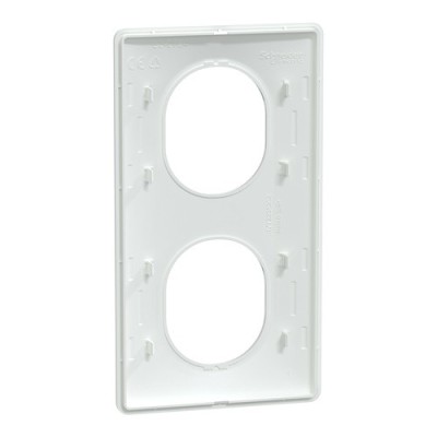 Schneider - Ovalis - Plaque de finition - 2 postes Vertical - entraxe 71 mm - Blanc - Réf : S320724