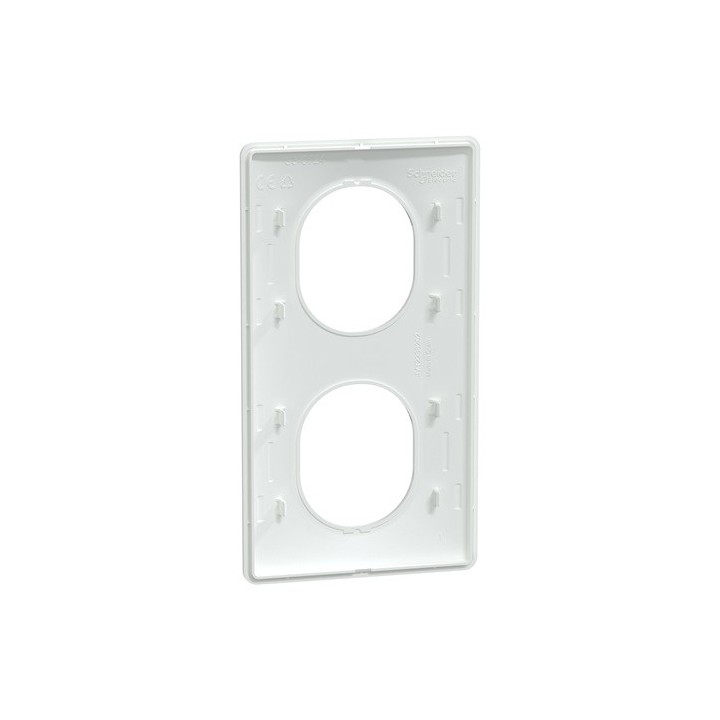 Schneider - Ovalis - Plaque de finition - 2 postes Vertical - entraxe 71 mm - Blanc - Réf : S320724