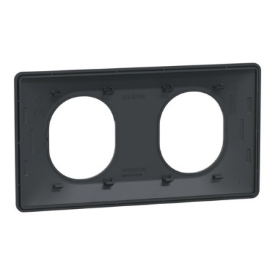 Schneider - Ovalis - Plaque de finition - 2 postes Horizontal - entraxe 71 mm - Anthracite - Réf : S340704