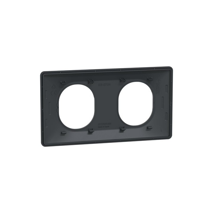 Schneider - Ovalis - Plaque de finition - 2 postes Horizontal - entraxe 71 mm - Anthracite - Réf : S340704