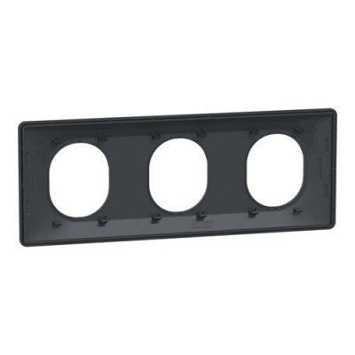 Schneider - Ovalis - Plaque de finition - 3 postes Horizontal - entraxe 71 mm - Anthracite - Réf : S340706