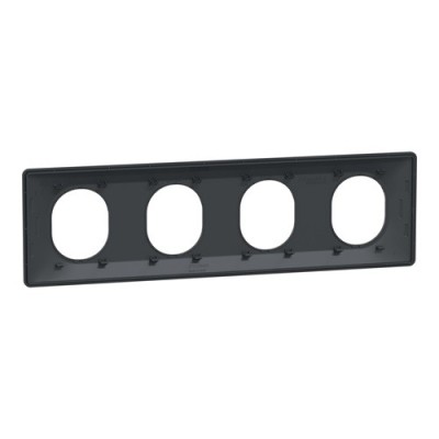 Schneider - Ovalis - Plaque de finition - 4 postes Horizontal - entraxe 71 mm - Anthracite - Réf : S340708