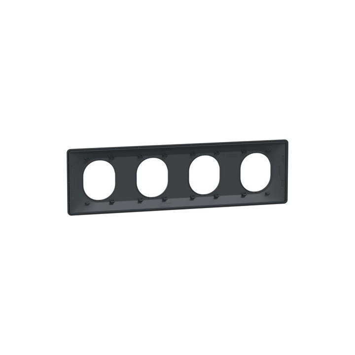 Schneider - Ovalis - Plaque de finition - 4 postes Horizontal - entraxe 71 mm - Anthracite - Réf : S340708