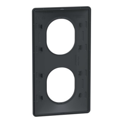 Schneider - Ovalis - Plaque de finition - 2 postes Vertical - entraxe 71 mm - Anthracite - Réf : S340724