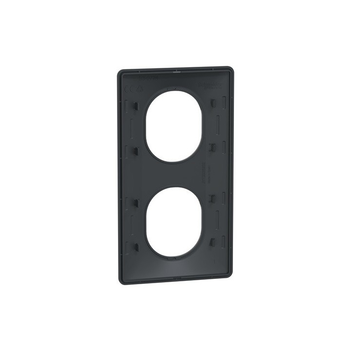 Schneider - Ovalis - Plaque de finition - 2 postes Vertical - entraxe 71 mm - Anthracite - Réf : S340724