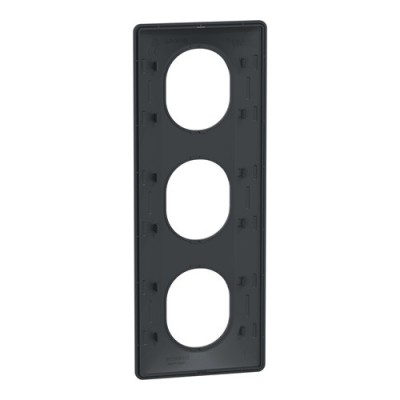 Schneider - Ovalis - Plaque de finition - 3 postes Vertical - entraxe 71 mm - Anthracite - Réf : S340726