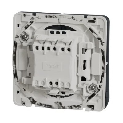 Schneider Mureva Styl - Double bouton poussoir lumineux LED composable - IP55 - gris - Réf : MUR35228