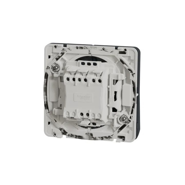 Schneider Mureva Styl - Double bouton poussoir lumineux LED composable - IP55 - gris - Réf : MUR35228