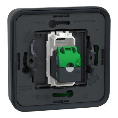 Schneider Electric - Mureva Styl - Prise RJ45 cat 6A blindé STP FTP - composable - IP55 IK07 - gris - Réf : MUR35038