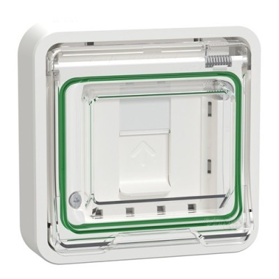 Schneider Electric - Mureva Styl - Prise RJ45 cat 6A blindé STP FTP - composable - IP55 IK07 - blanc - Réf : MUR39038