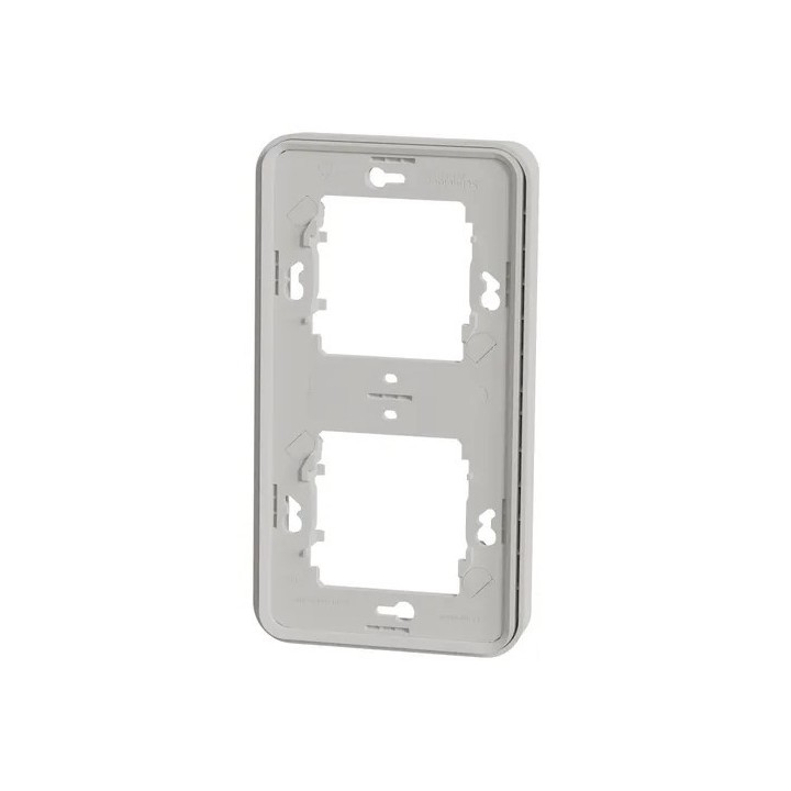Schneider Mureva Styl - Cadre 2 postes verticale encastré IP55 blanc - Réf : MUR39151